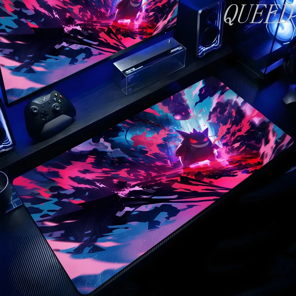 XXL Play Mat Laptop Black Gaming Accessories Mouse Pad Japan Anime Keyboard Rug PC P-pokemon Gengar Mousepad Gamer Keyboard Rug photo 2