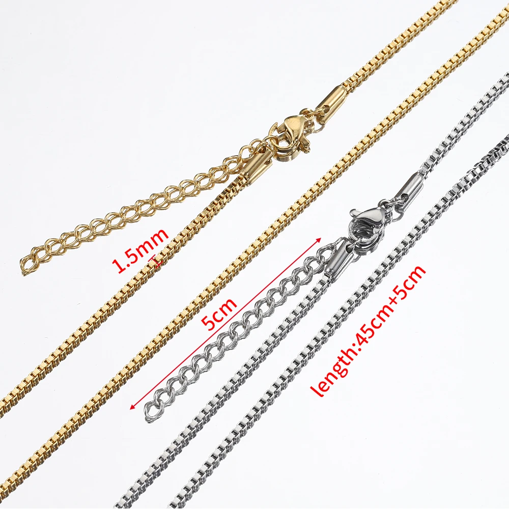 10pcs 5pcs Stainless Steel Bead Chain Necklace Chains for DIY Jewelry Making Findings 45cm+5cm Chain with Lobster Clasps No Fade photo 5