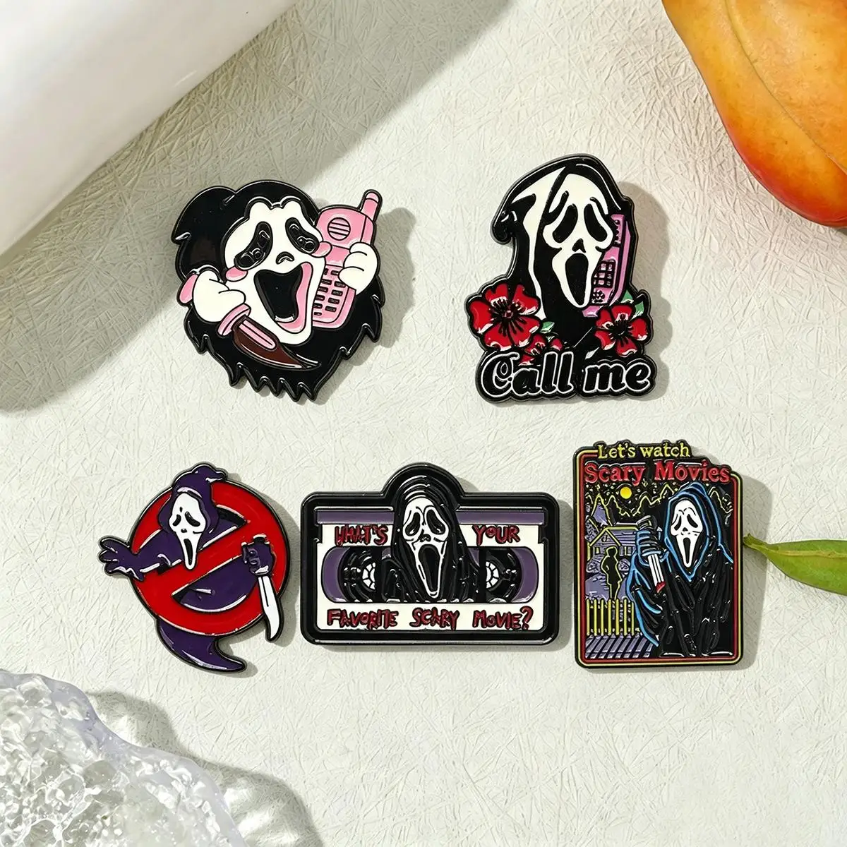 5Pcs/Set Horror Skull Enamel Brooch Gothic Punk Metal Badge Backpack Lapel Pin Costume Jewelry Accessories Halloween Gifts photo 6