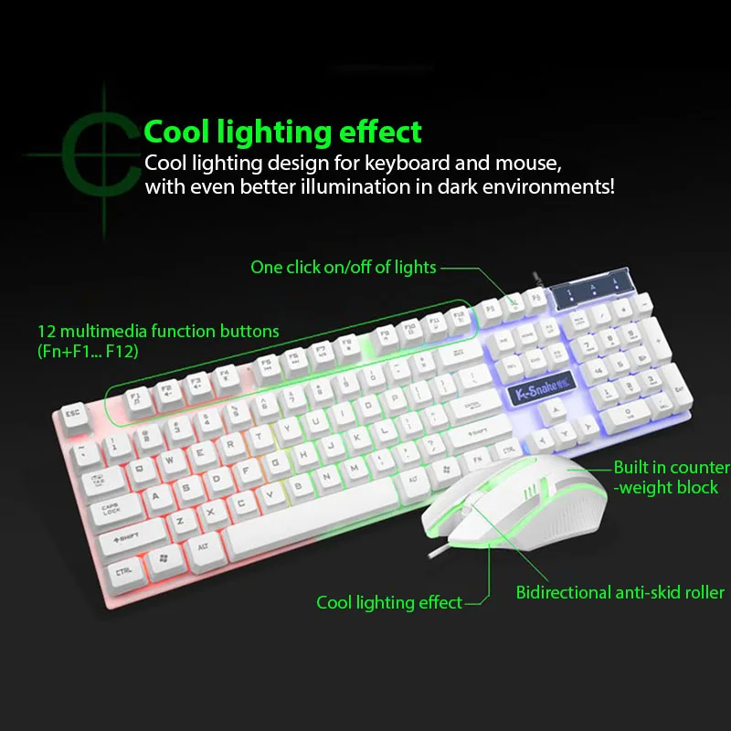 KM320 Keyboard And Mouse Set Waterproof Luminous Game Backlit Keyboard photo 4