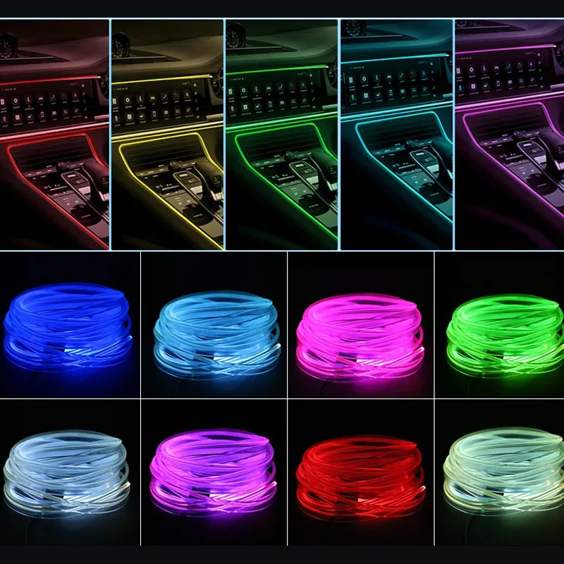 2/3/4/5M RGB Car Interior Ambient LED Light Strip Invisible USB Fiber Optic Atmosphere Lamp Support APP Control photo 2