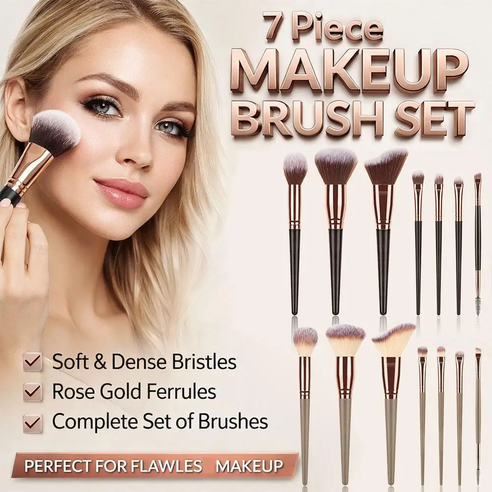 7PCs/Kit makeup brush custom Women Essential Foundation Makeup Brushes for Powder Concealers Eye Shadows Blush Make Up Brushes photo 5
