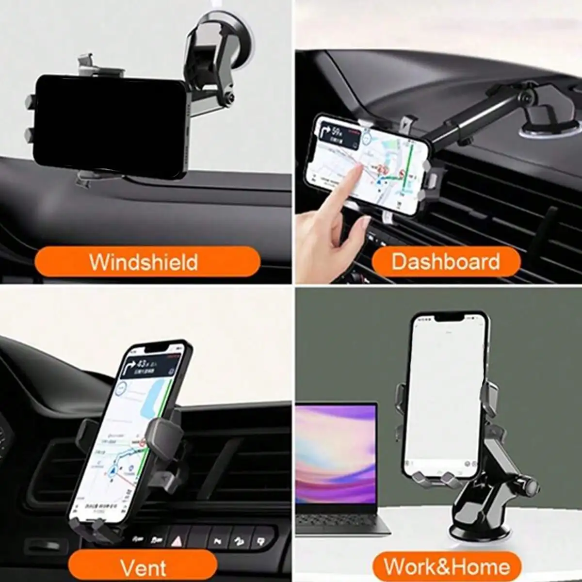 1Pc Suction Cup Car Phone Holder, Suction Mount Smartphone & Tablet Car Bracket, Fits Dashboard & Windshield, With Retractable A photo 3