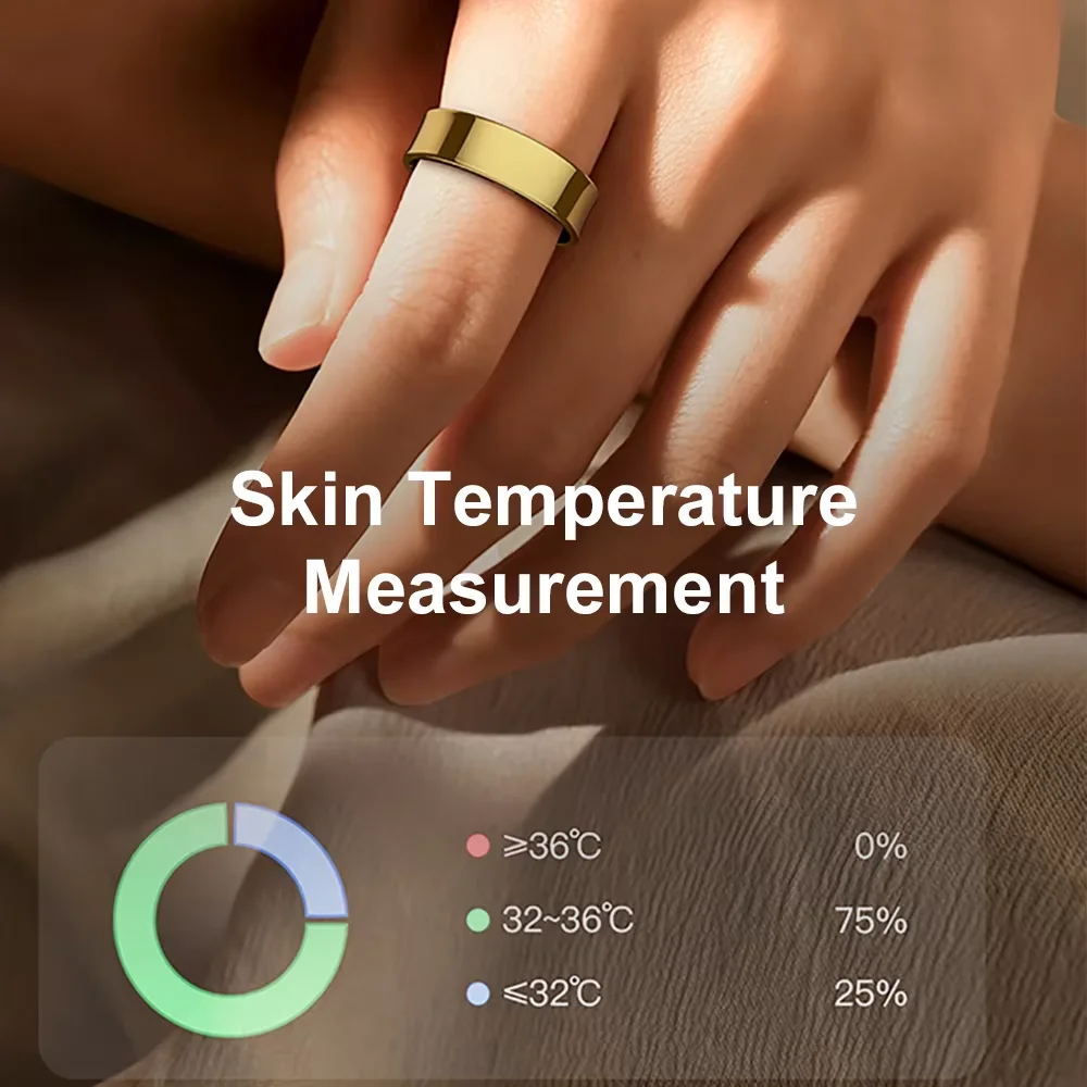 R09 Smart Ring Men Women with Charging Case,Heart Rate Blood Oxygen,Skin Temperature Monitor,5ATM Waterproof For Android iOS photo 4