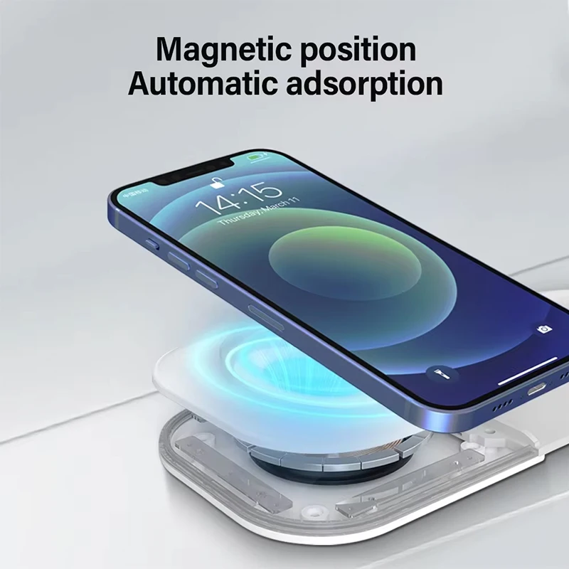Qi2 15w 3 in 1 Universal Travel Folding Magnetic Wireless Charger for iPhone AirPods IWatch Samsung Phone Xiaomi OPPO photo 5