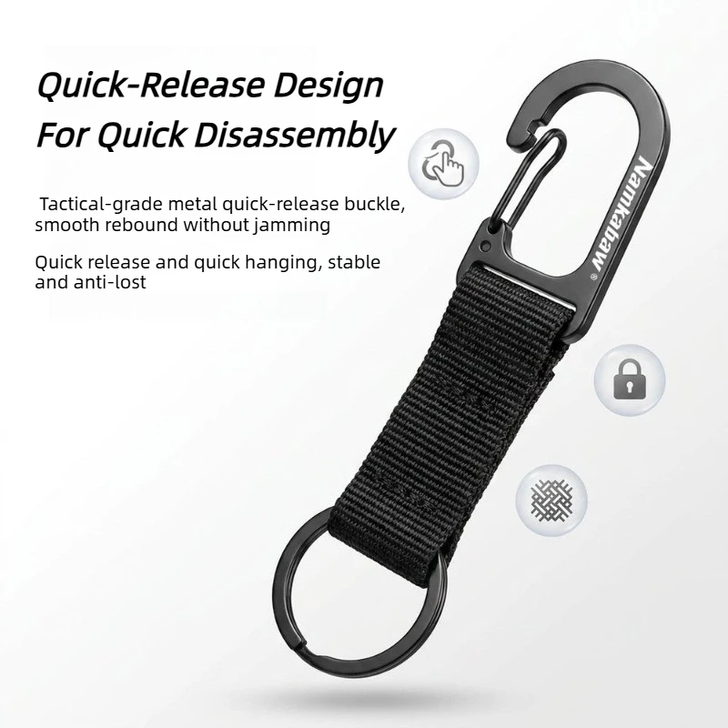 1/2/5Pcs Webbing Spring Snap Hook Carabiner Quick Clip Key Ring Keychain Backpack Accessory for Outdoor Camping Hiking EDC Gear photo 1
