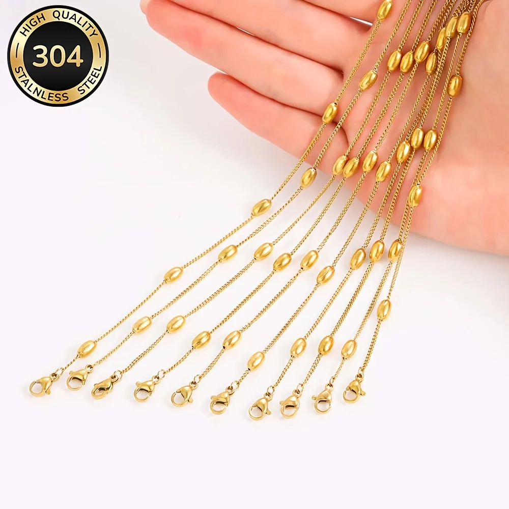 1Pcs High-Quality Stainless Steel Hypoallergenic Beaded Chain Necklace, Fade-Resistant, Comfortable and Versatile, Simple and Elegant, Suitable for Daily Wear or Parties, Fashionable Women's Necklace, Jewelry Accessory, Is a Delicate Gift for Women photo 3