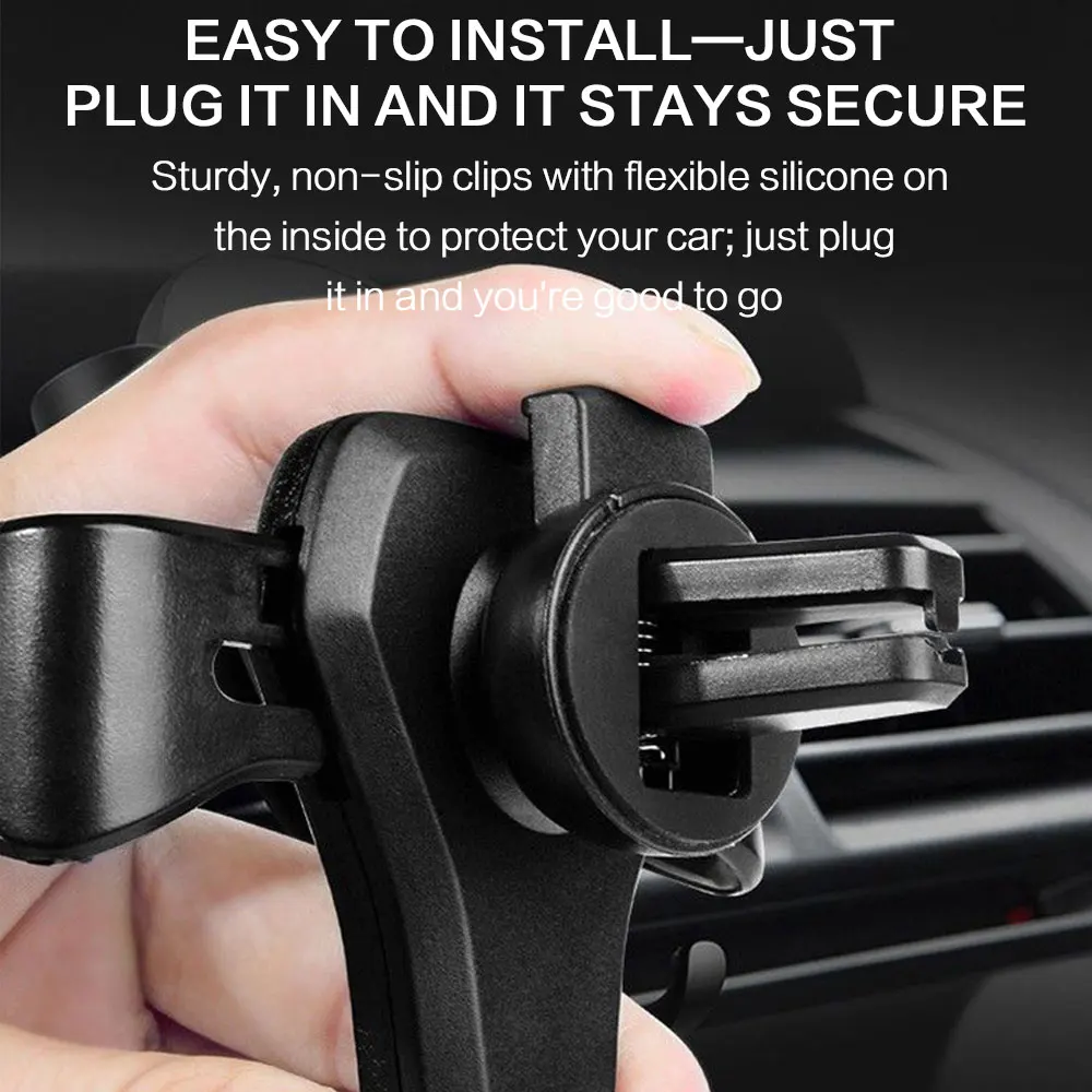 Heavy Duty Gravity Car Phone Mount Air Vent Clip Universal Shockproof Anti Shake Mobile Phone Holder One Hand Quick Pick Place Strong Grip Cradle Stand For Samsung Android Smartphone 360 Rotation Adjustable Easy Installation Secure Fit Car Vent Mount photo 2