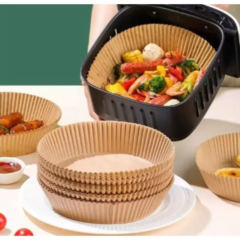 Cooking Paper Air Fryer Disposable Paper Square Round Baking Barbecue Plate NonStick Mat Kitchen Oven Oil Absorbing Paper Tool photo 2