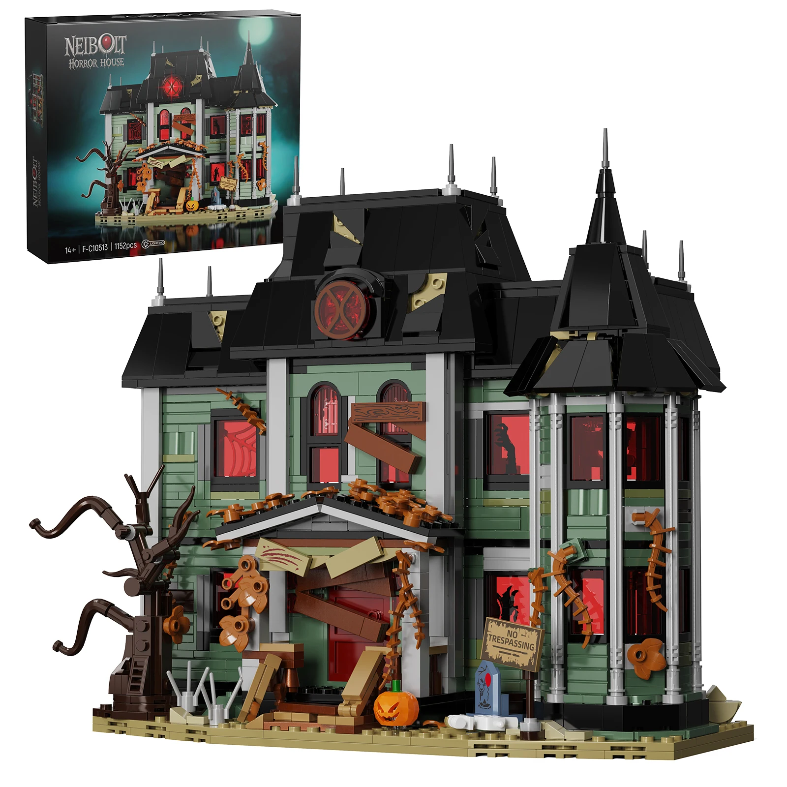 Horror Haunted House Building Blocks Set Neibolt Mansion Model Desktop Display Ornament Home Room Decoration Halloween Collectible Gift for Adult Hobbyists photo 1