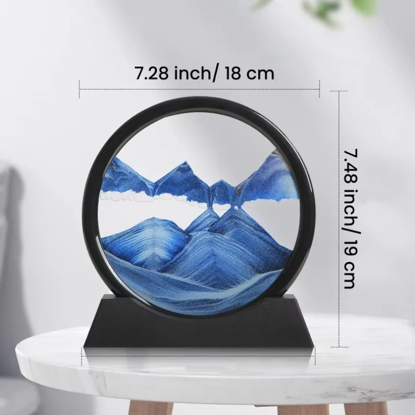 3D Hourglass Quicksand Moving Sand Art Picture Round Glass Deep Sea Sandscape Craft Flowing Painting Home Office Work Decor photo 2