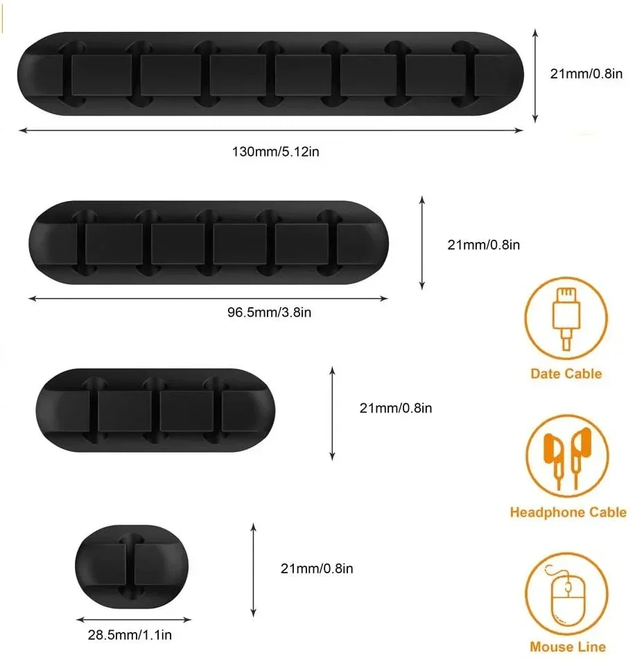VIKEFON Cable Cord Wire Organizer Silicone USB Cable Winder Management Clips Self Adhesive for Mouse Keyboard Headset For iPhone photo 6