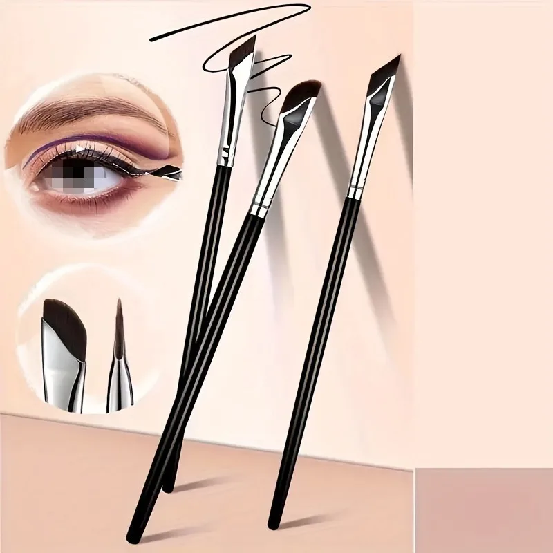 5Pcs Eye Makeup Brush Set, Oblique Flat Blade Eyeliner Brush Sickle-Shaped Angled Eyebrow Brush for Eye Makeup photo 2