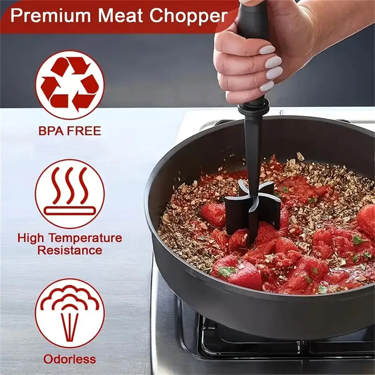 1pc Meat Chopper, Meat Shredder, Heat Resistant Suitable For Hamburger Meat Ground Beef Smasher photo 4