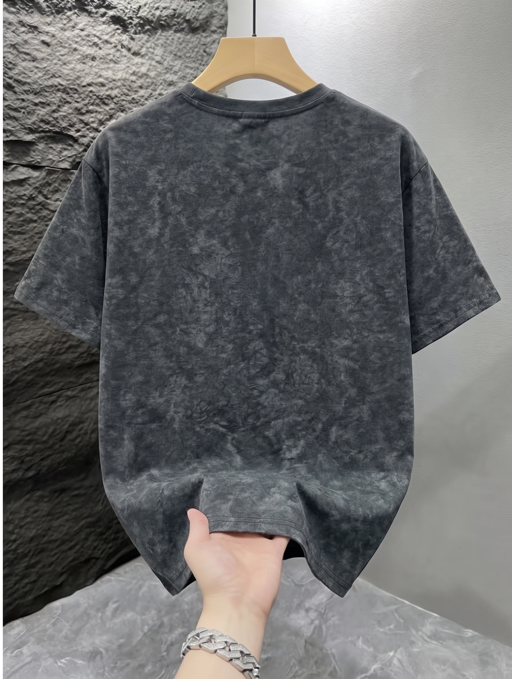 Men Vintage Acid Washed T-shirt Solid Color Mineral Wash Blank Graphic Tee Oversized Loose Short Sleeve Unisex Hip Hop Streetwear Tops photo 3