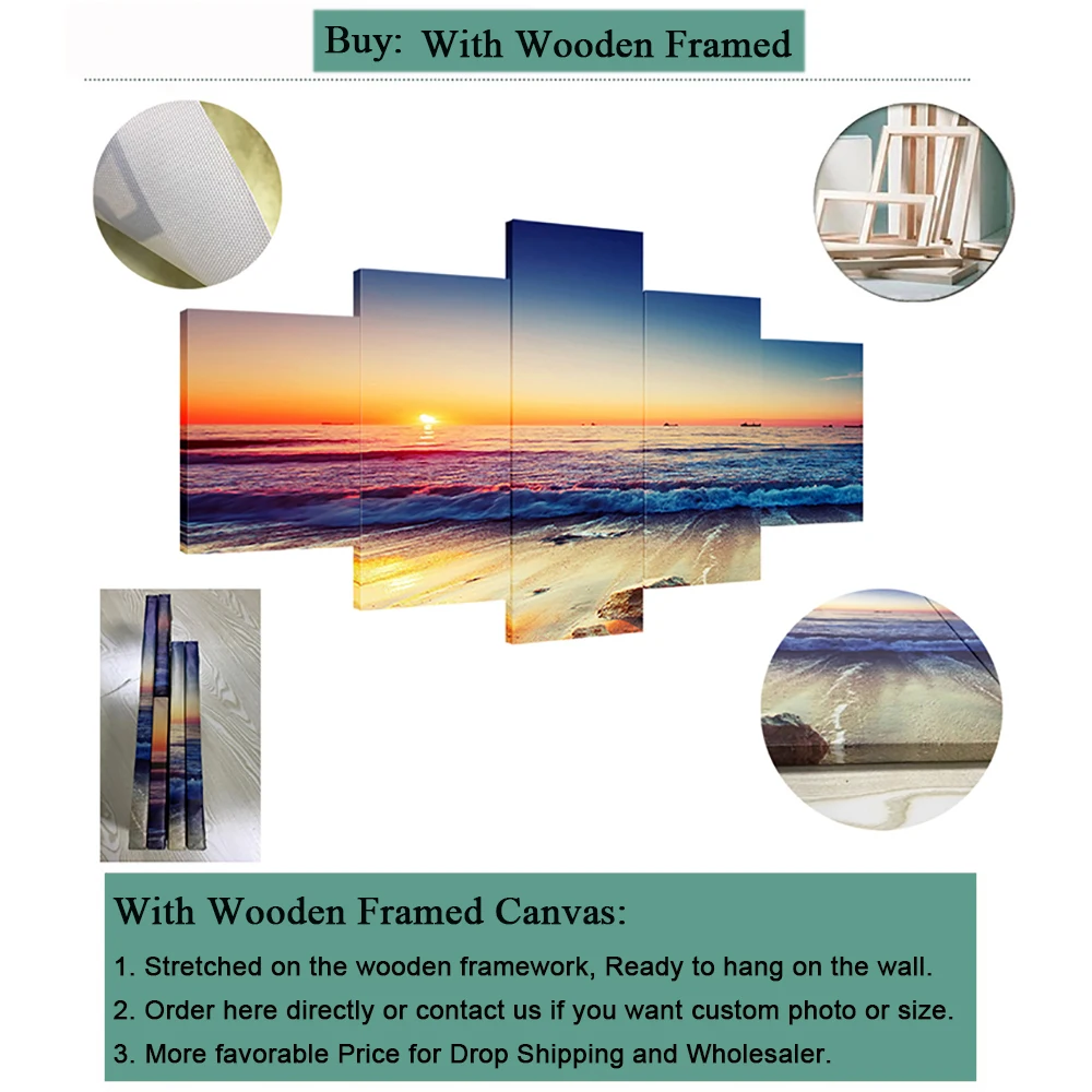 Drop Shipping 5 Pieces Canvas Wall Art Home Decor Painting Custom Family Photo Anime Movie Poster Room Decor Frames for Pictures photo 4