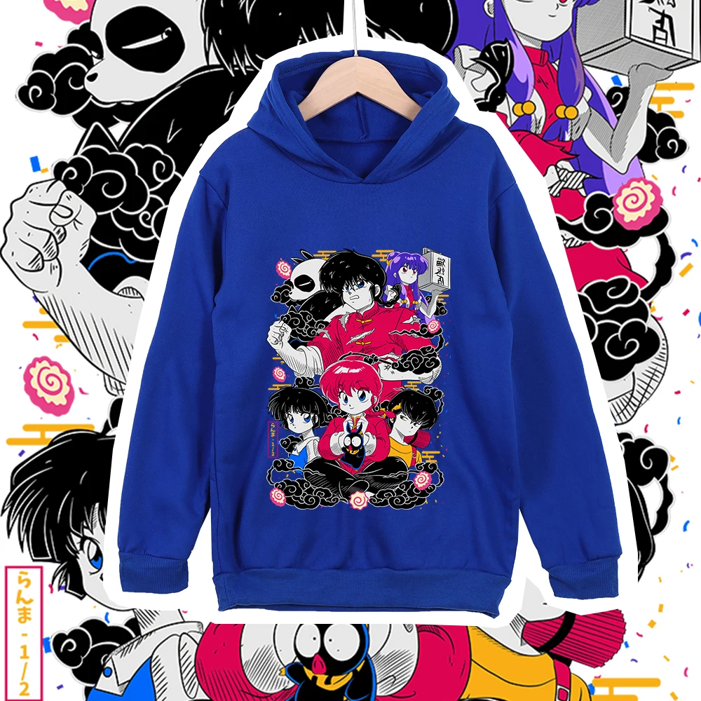 Kids Cartoon Ranma Characters Print Cotton Hoodie Sweatshirt for Boys Girls 100-160cm Unisex Anime Pullover photo 2