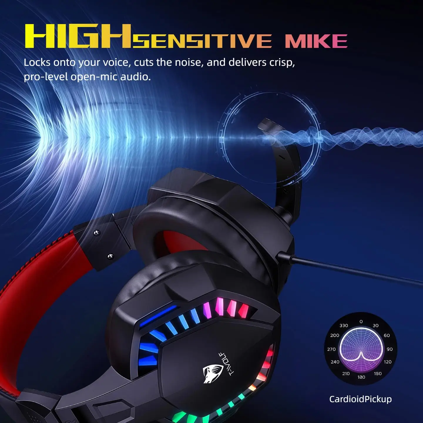 RGB Wired Gaming Headset with Microphone, USB & 3.5mm Over‑Ear Headphones for PC Laptop PS4 PS5 Mobile, Adjustable Noise‑Cancelling Mic, Surround Stereo Sound, Comfortable Headset for Gaming, Office, Study & Daily Use photo 3