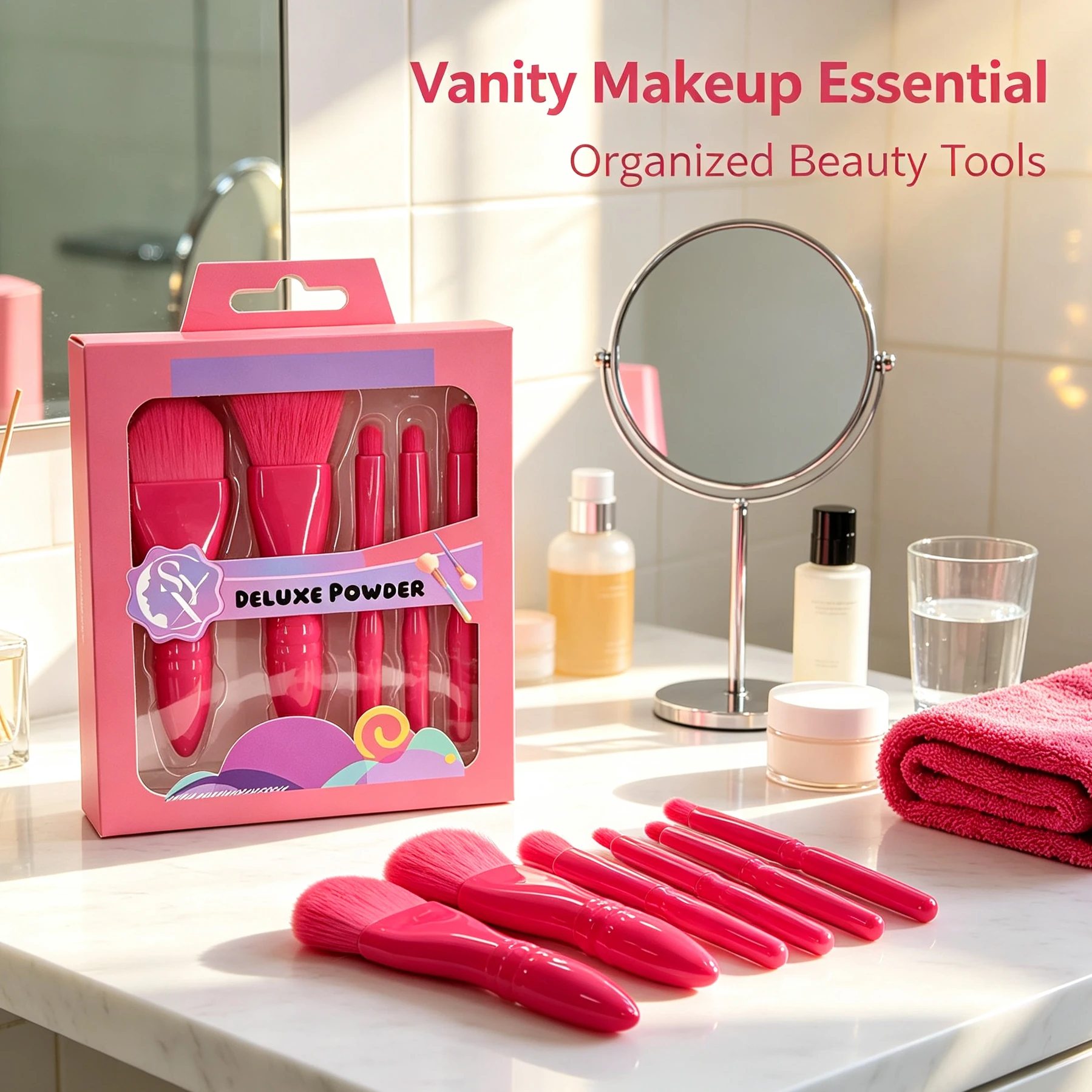 5-piece soft makeup brush set, face and eye brushes for loose powder, eyeshadow, and blush photo 4