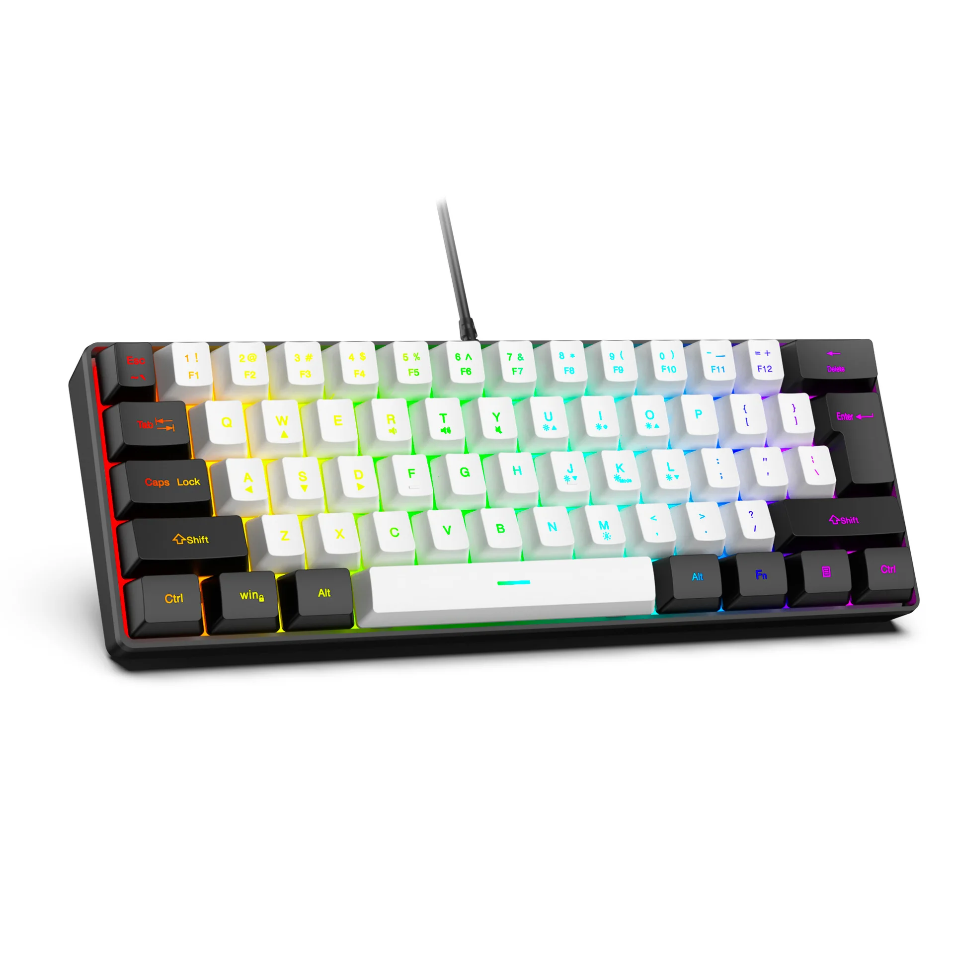 61 Keys RGB Gaming Wired Keyboard Mouse Set Colorful Mini Compact Black White Computer Keypad Mice Set for Office PC Gamer photo 3