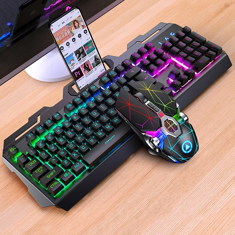 GX2 Wired Combination 104 Keys Mechanical Feel Keyboard and Mouse Replaceable Waterproof RGB Backlight Keyboard And Mouse Cover, photo 1