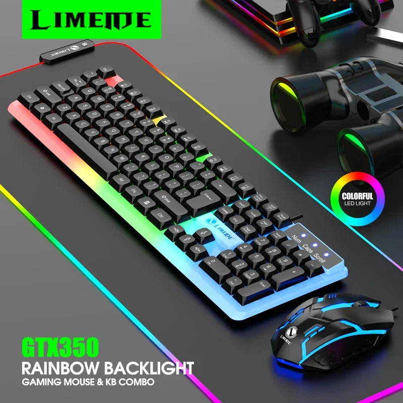 NG GTX350 Gaming Keyboard Mouse Combos Computer Laptop Backlight Gamer Kit LED Wired Usb Keyboard GTX350 Set-Black photo 2