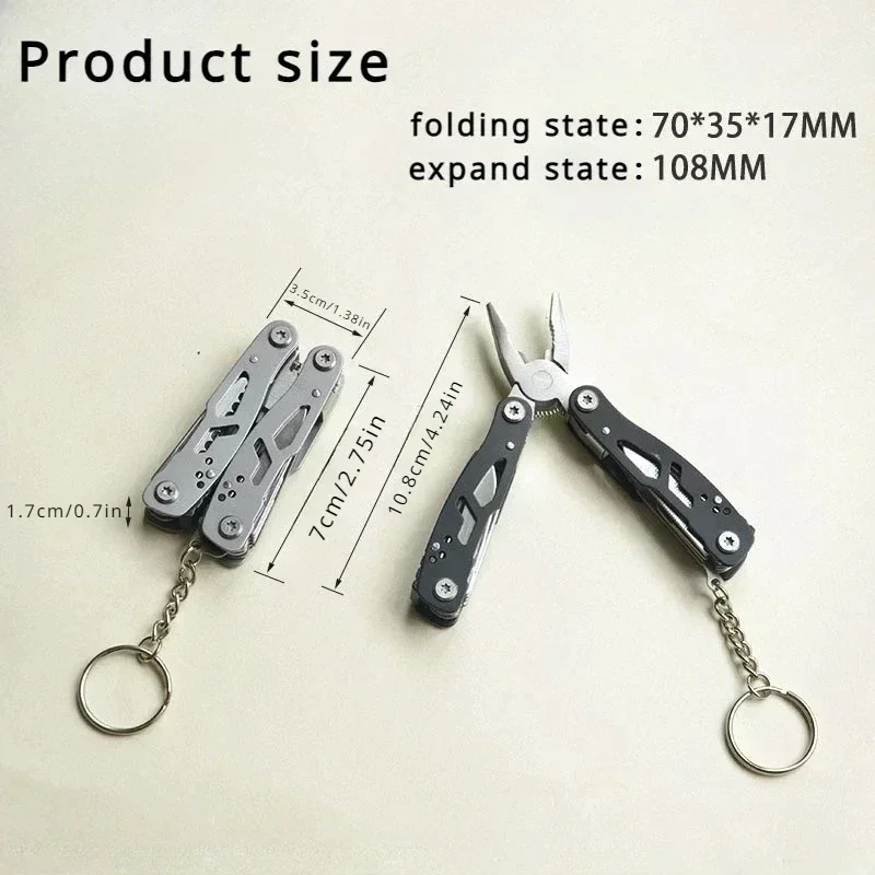 Mini Portable Camping Pliers Multi-functional Pliers Keychain Small Tool Stainless Steel Folding Pliers Outdoor Tools photo 3