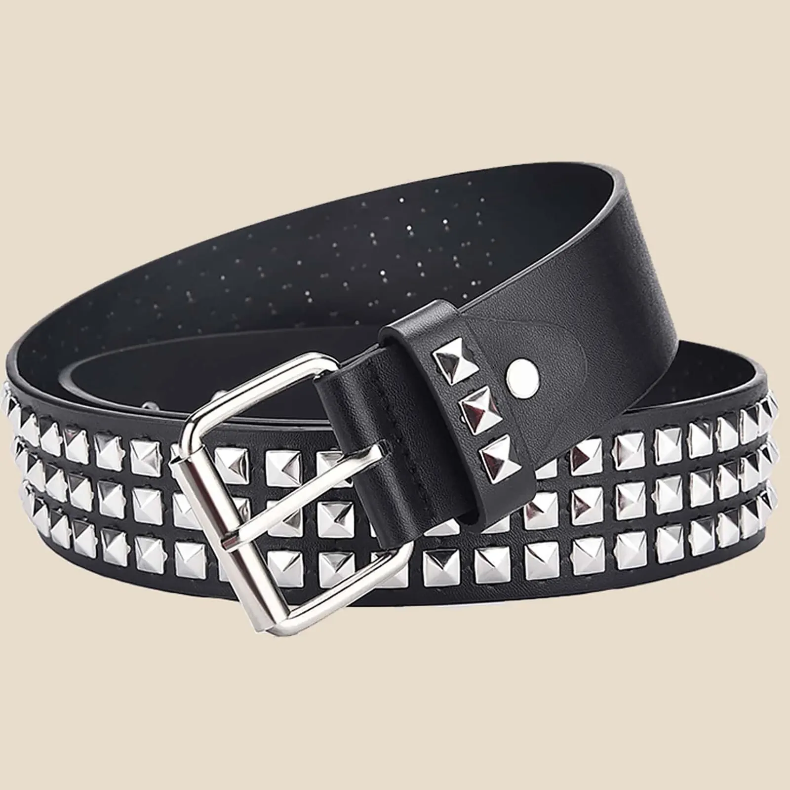 Fashion New Square Bead Rivet Belt Metal Pyramid Belt Men and Women Punk Hardware Jeans Belt Y2K Belt Designer Belt Women's Belt photo 1