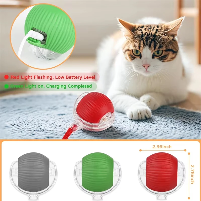 New Cat Interactive Ball Toy Automatic Rolling Ball Faux Tail Rechargeable Smart Pet Electric Toy Dog Cat Training Imitate Mouse photo 2