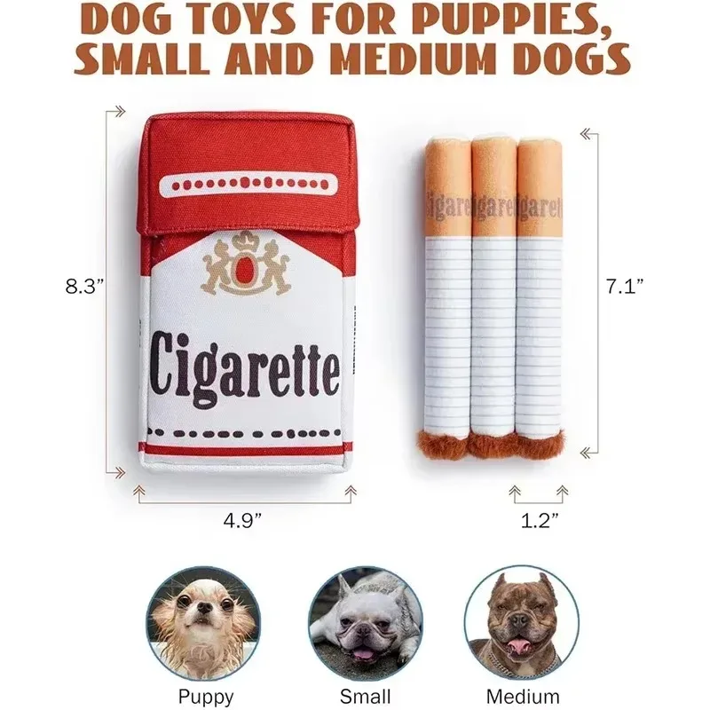 3 Cigarette Dog Toys with Box Fun Interactive Gurgle Plush Pet Toy Interactive Entertainment Pet Supplies for Dogs and Cats Toys photo 6