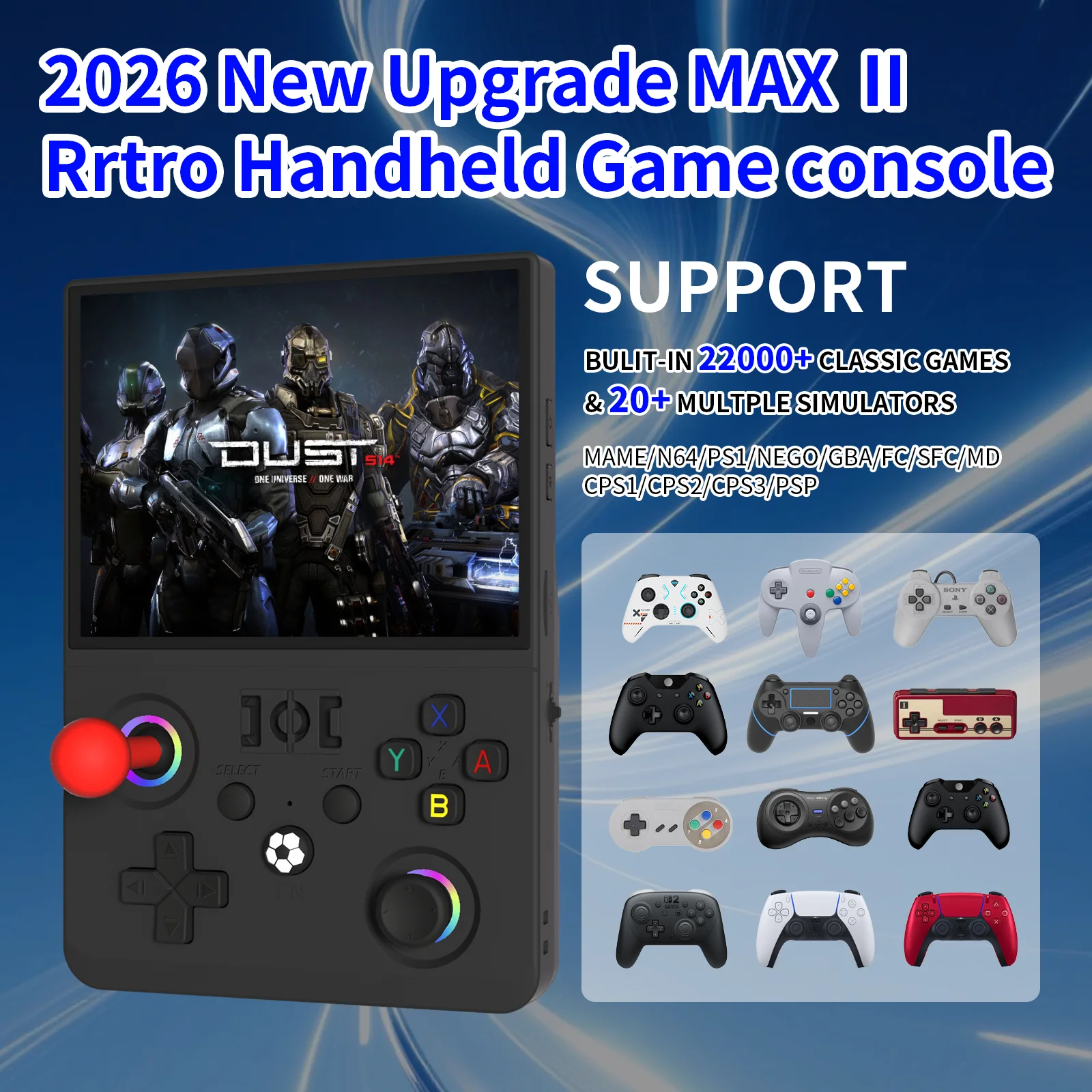 Newest R40MAX Ⅱ 4.5 Inch Retro Handheld Game Console 1024x768 IPS HD Screen Portable Open Source Linux System with 2*Joysticks photo 1
