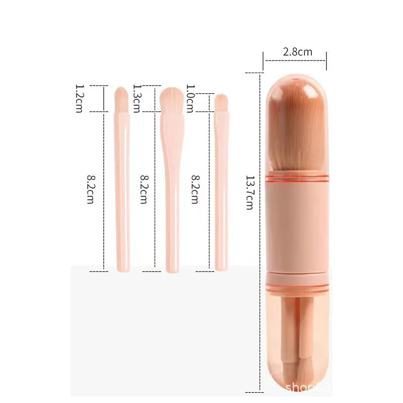 Portable Powder Blusher Brush With Cover 4 in 1 Travel Small Set Makeup Eye Shadow Telescopic Multi-Function Mini Makeup Tool photo 3