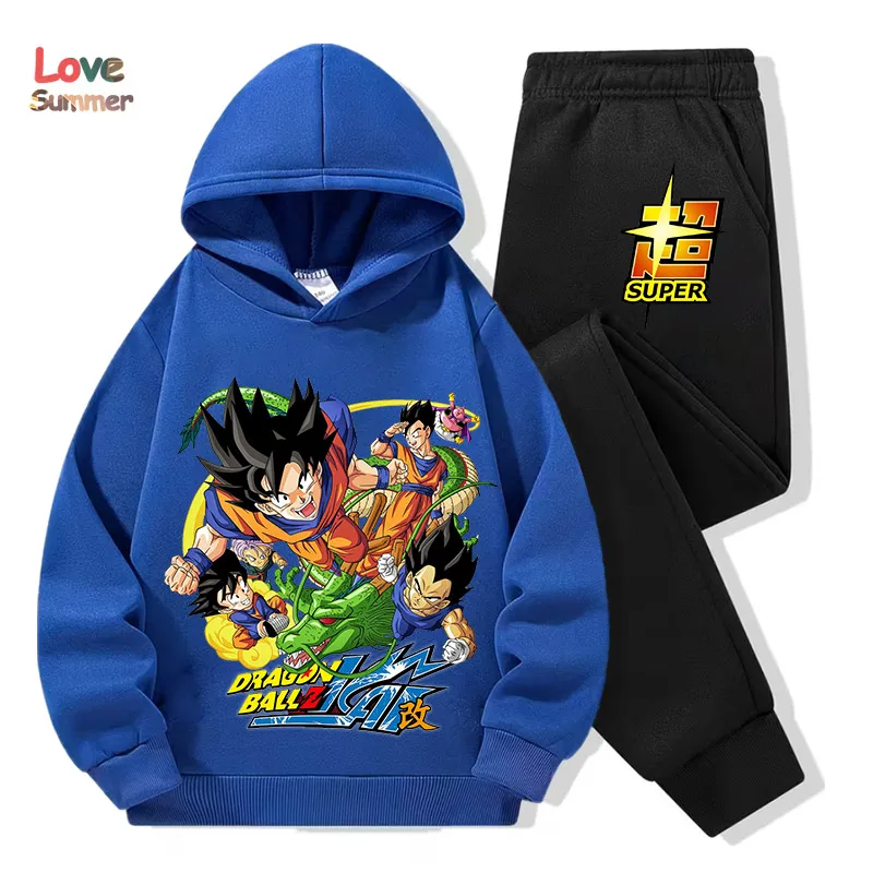 Anime hoodie pant 2pcs3-14 Years Kids Tracksuit DragonBall Clothes Goku Hoodie Boys Girls Sporty suit Ideal Daily Outdoor Wear photo 6