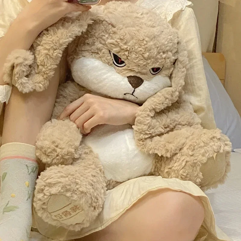 Cute Angry Bunny Plush Doll Long Ears Soft Stuffed Cartoon Rabbit Hug Pillow Bedroom Sofa Indoor Room Decoration Girlfriend Gift photo 2