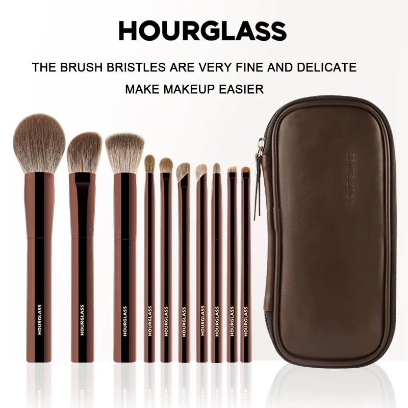 Hourglass Makeup Brush Set 10 Soft and Convenient Eyeshadow, Concealer, Stucco, Grooming Face Makeup Brushes photo 1