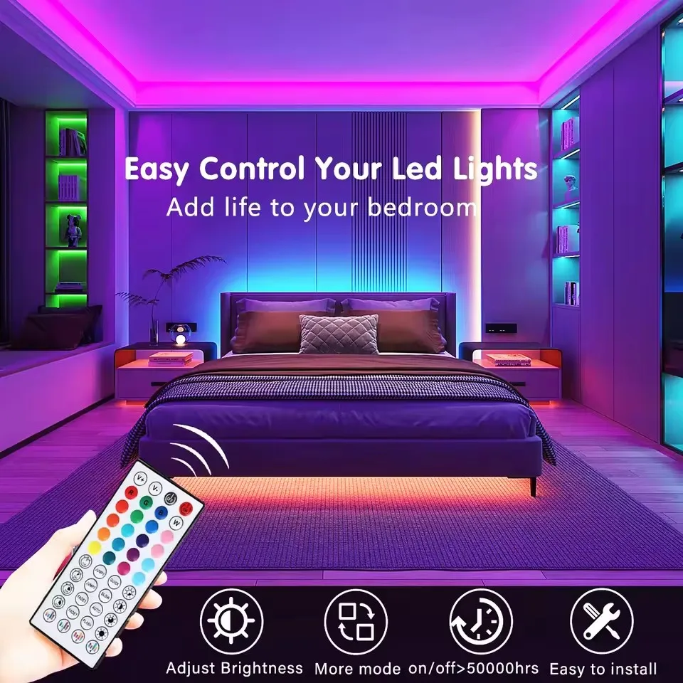 LED Strip Lights 24V 5050 RGB Led Light Flexible Lamp Tape Ribbon Luces Led Diode for Room Decor Lighting with EU US Plug 5m-40m photo 3