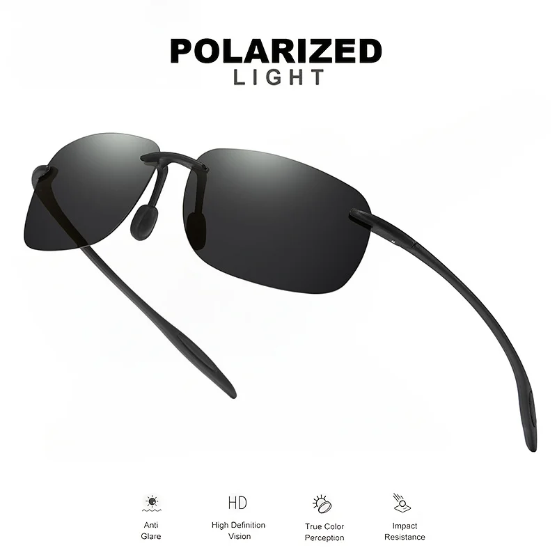 Ultra Light 11g TR90 Frameless Polarized Sunglasses - Flexible & Comfort Fit, Square Shape for Driving, Fishing, Outdoor photo 3