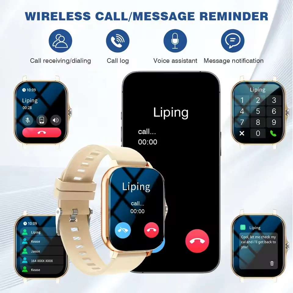 Men Women Smart Watch 1.83''Waterproof Fitness Sports Watch Answer Call Sleep Sport Pedometer Information Alerts Smartwatch HT30 photo 3