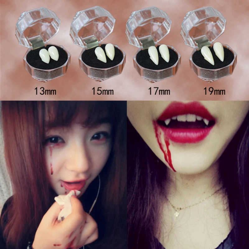 1pair Adult Kids Halloween Fake Dentures Teeth Bloodcurdling Vampire Werewolves Fangs Costume Halloween Costume DIY Cosplay photo 2