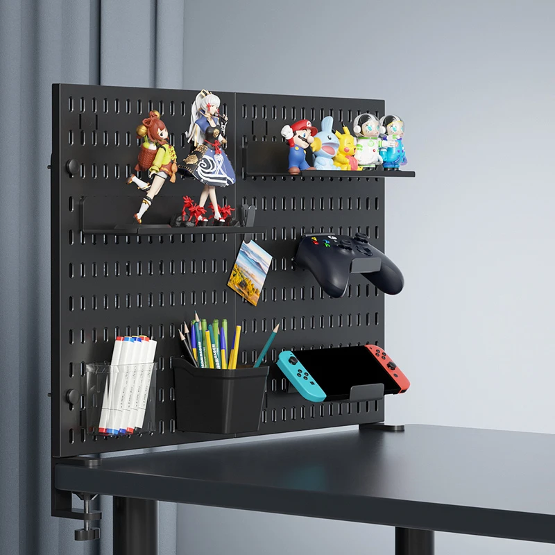 No-Drill Clamp-On Standing Pegboard Storage Organizer, Desktop Rack with DIY Accessories, Office Desk Stationery Holder photo 1