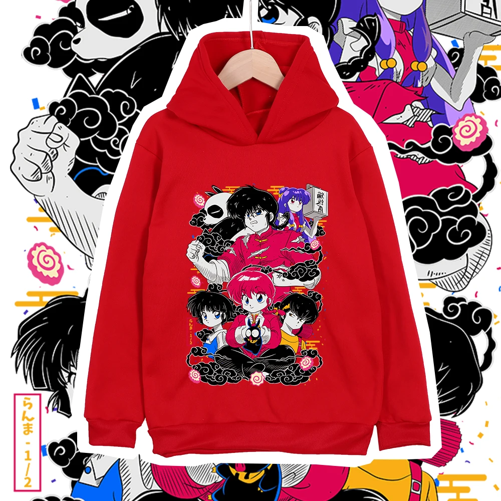 Kids Cartoon Ranma Characters Print Cotton Hoodie Sweatshirt for Boys Girls 100-160cm Unisex Anime Pullover photo 3