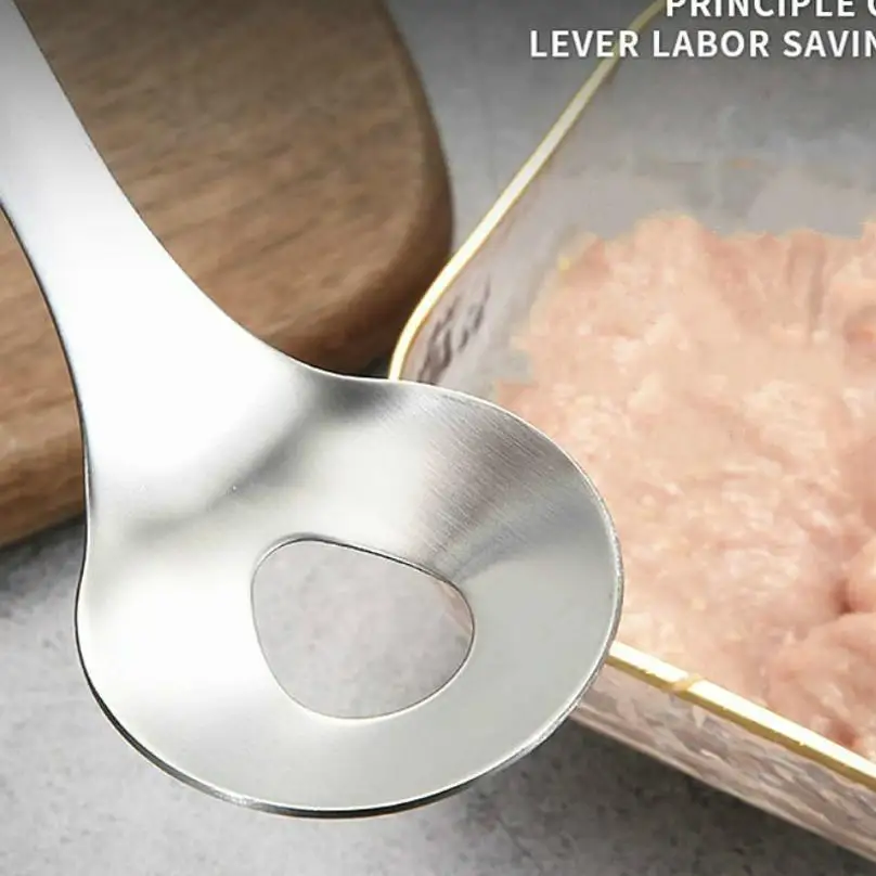 1 Pcs Maker Spoon Meat Baller With Elliptical Leakage Hole Stainless Steel Meat Ball Mold Kitchen Gadget Meat Tools photo 2