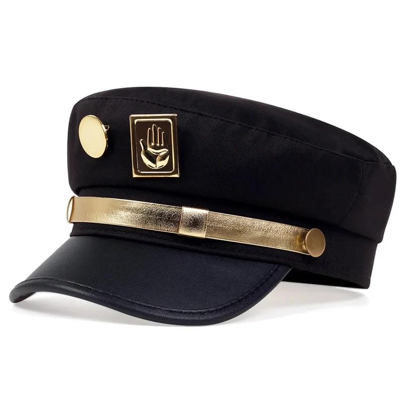 Anime JoJo's Bizarre Adventure Kujo Jotaro Cosplay Cap Unisex Adult Metal Badge Hat Prop photo 1