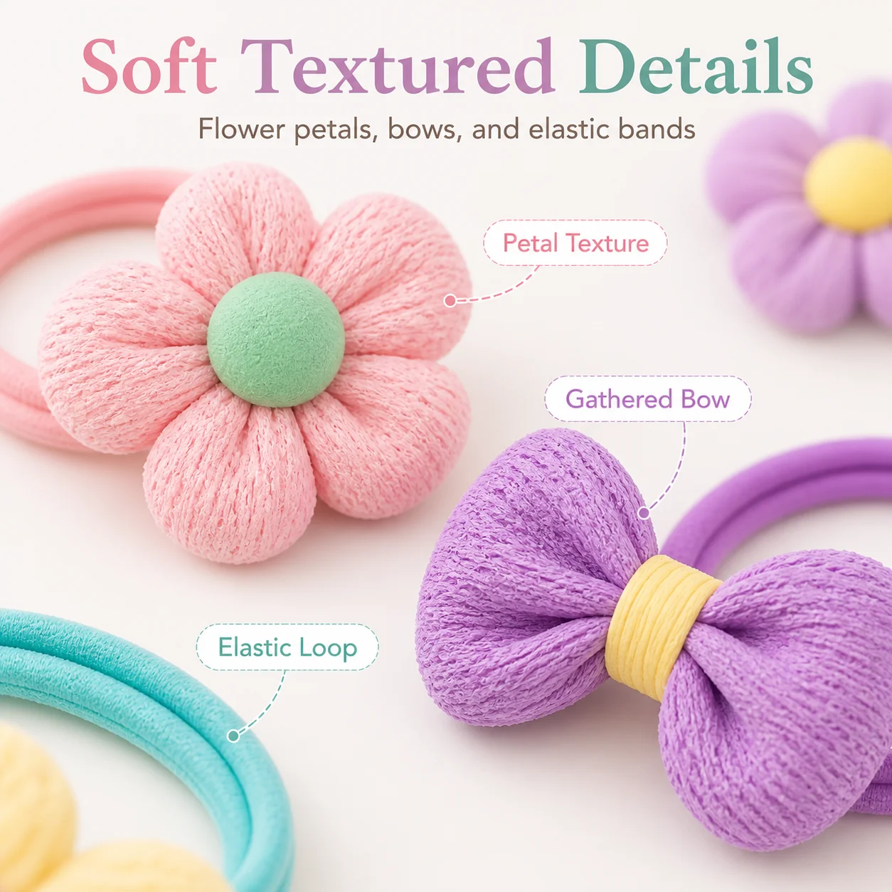 12PCS New Cut Hair Ties Princess Sweet Flower Bow Girls Women Elastic Hair Bands Hair Accessories Headwear Scrunchies 2030 photo 4