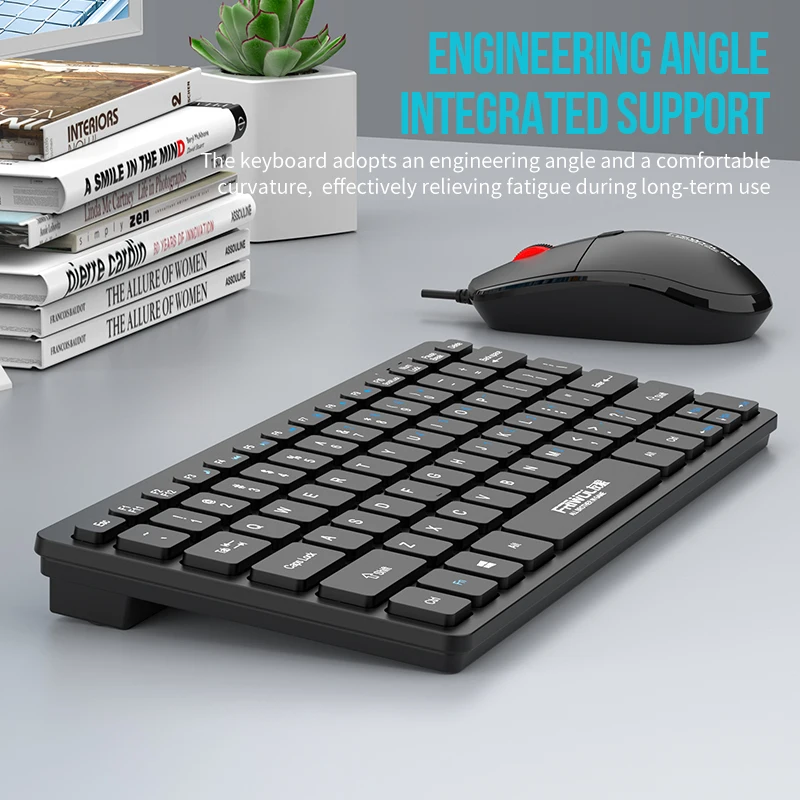 FRIWOL KT-100 Wired  Keyboard Mouse Set 78 Key Mini Portable Keyboard USB Desktop Laptop Office Home Light voice photo 3