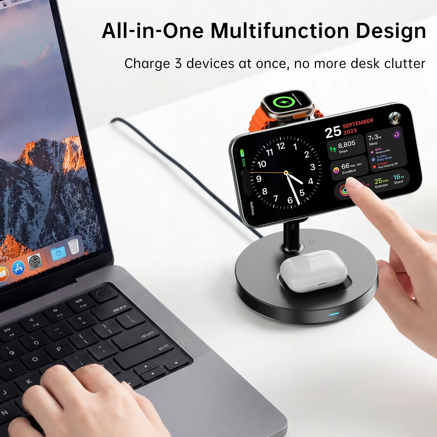 Qi2 25W TEC Cooling Fan Light Night Magnetic Wireless Charger Stand for iPhone 17 Pro Max Samsung Apple Watch 2-8 SE Airpods Pro photo 5