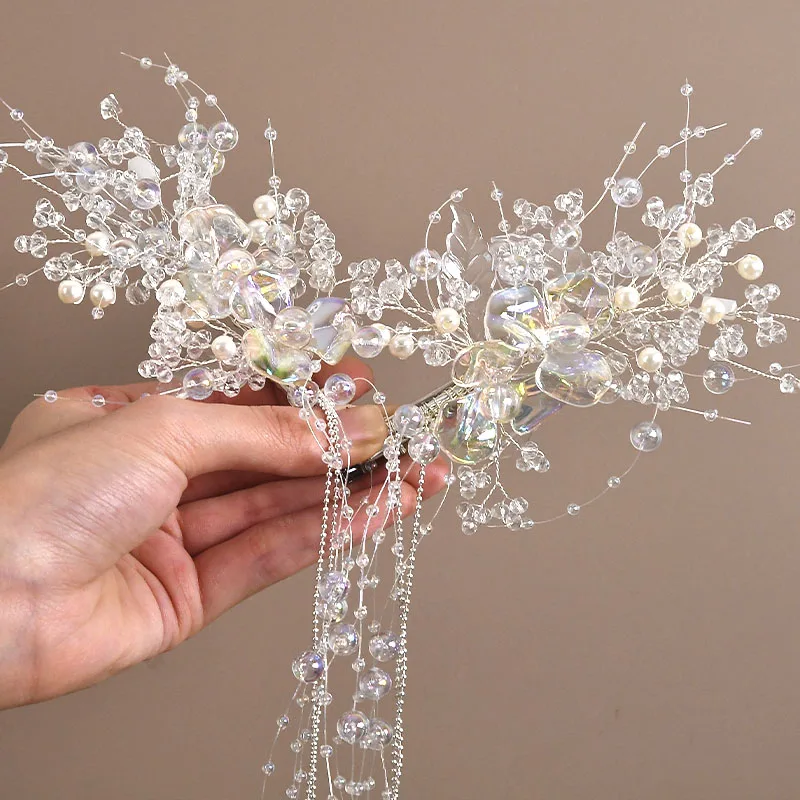 Long Fringe Rhinestones Hair Clips for Women Fairy Temperament Sweet Princess Hairpins Fashion Bride Hair Accessories photo 5