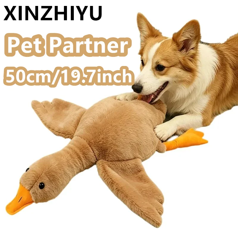 50cm Goose Plush Toy Soft Stuffed Pillow Cats Dogs Relax Pet Companion Anxiety-Relieving Dog Buddy Energy Release Gift for Pets photo 1
