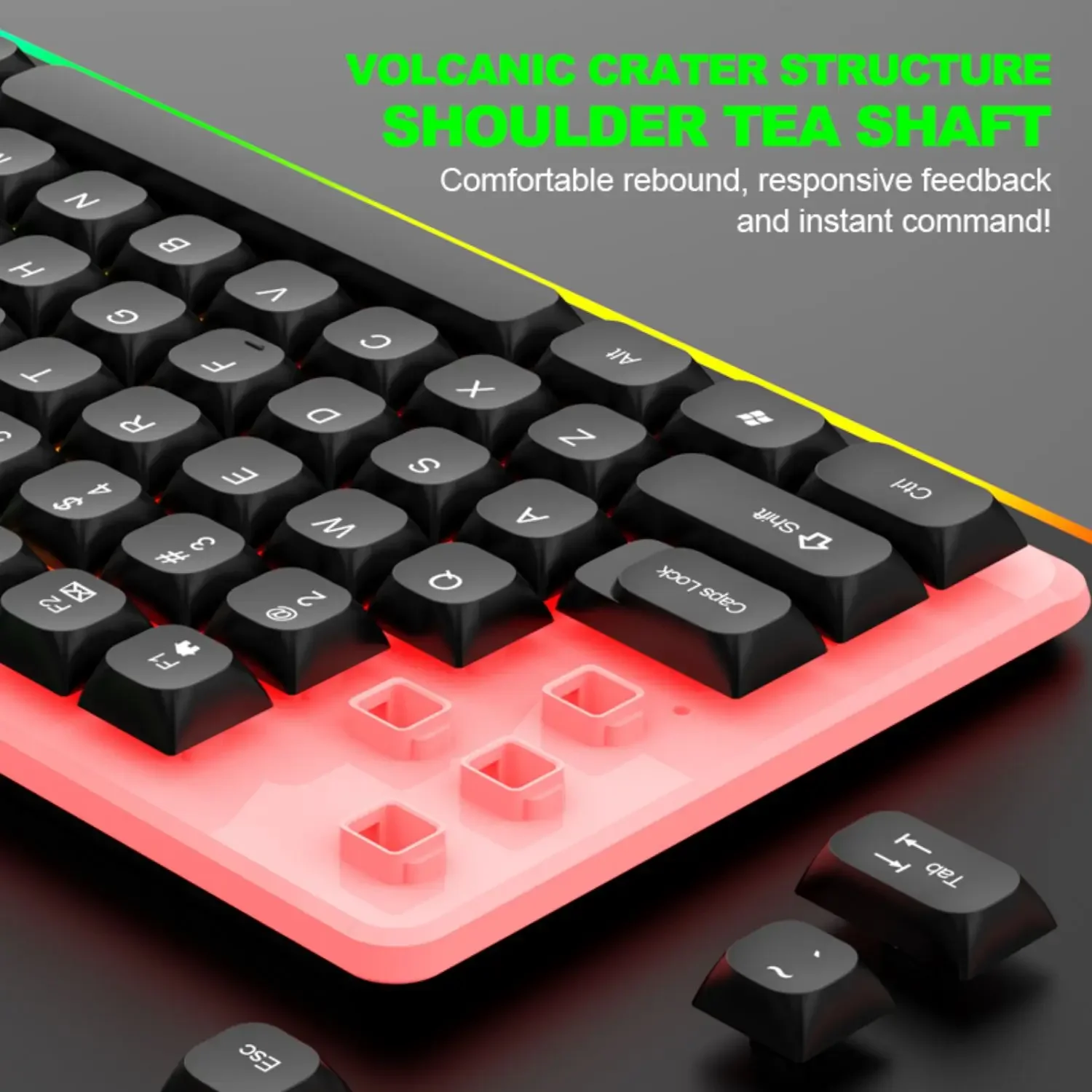 Mechanical Feel Keyboard and Mouse Set, with RGB LED Backlight, USB Wired - 104 Keys - Ideal Choice for Gaming and Office photo 5