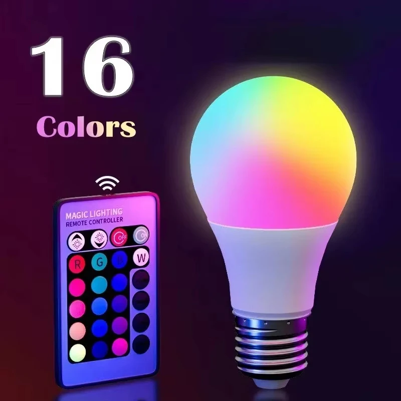 24 Key Remote Control Smart Lamp Atmosphere Light 16 Colors RGB Bulb LED Multicolor Bulb E27 220V Household Lighting Dimmable photo 1